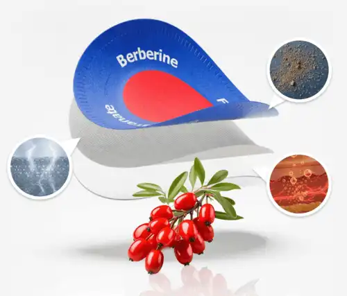 applying purisaki berberine patch on skin